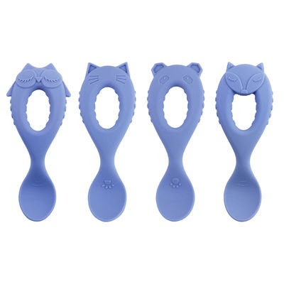 Cuillère de silicone de catégorie comestible de cuillère de bébé de nouveau venu avec les enfants écologiques d'enfant en bas âge alimentant à bébé la cuillère animale de silicone de style
