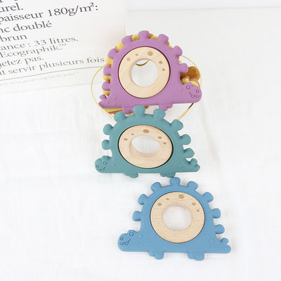 Bracelet en bois de jouets de couleur d'enfants multi de silicone pour le nourrisson