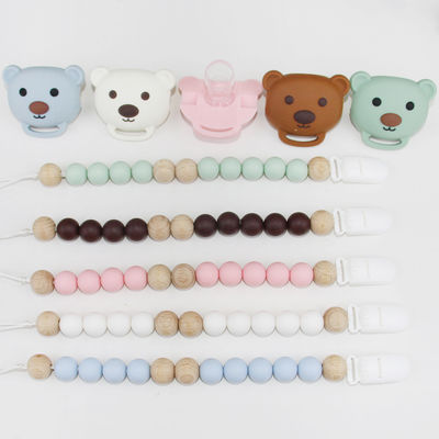 Chaîne de tétine de bébé de silicone de catégorie comestible avec la forme animale mignonne de panda