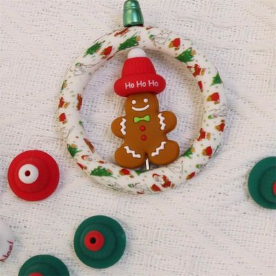 Les perles en silicone O Ring sont sûres et non toxiques Chapeau de Noël en silicone 3D Perles pour enfants enfants stylo à perles bricolage