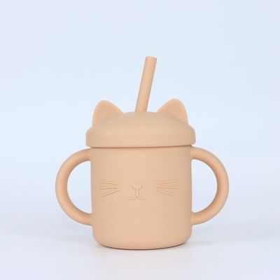 155g tasse à boire en silicone avec imprimé tasse Sippy avec paille