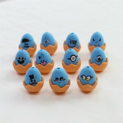 Des éclairages de Pâques personnalisés en silicone toutes les perles non toxiques en silicone imprimé des œufs de Pâques perles pour la fabrication de porte-clés
