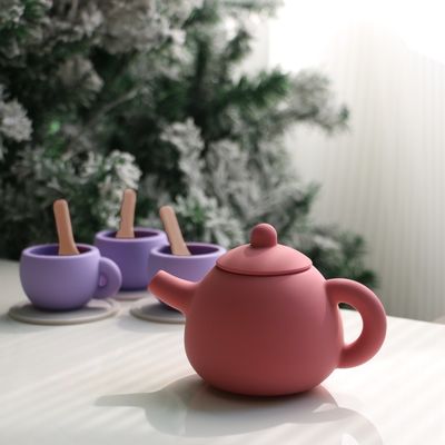 Les enfants font semblant d'être à la maison Jouer à la théière Ensemble de jouets en silicone