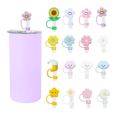 Design de fleurs 3D Bouchon de paille en silicone 100% exempt de BPA Non toxique Toppers en silicone sûrs pour les pailles de tasse