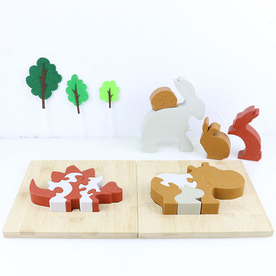 Silicone et jouets animaux debout en bois d'enfant de puzzle d'hippopotame de puzzle denteux pour le jeu d'enfant