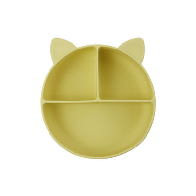 Grau alimentaire Silicone bébé chat Divisé plaque bocal d'alimentation dessin animé Vaisselle de renard aspiration