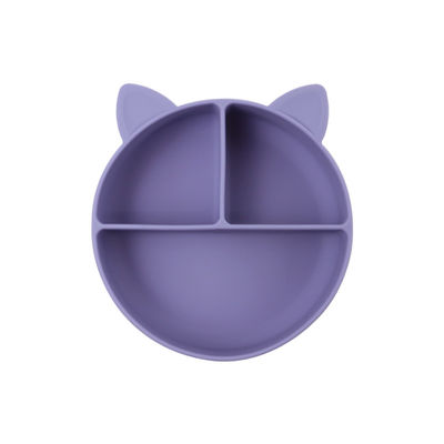 Grau alimentaire Silicone bébé chat Divisé plaque bocal d'alimentation dessin animé Vaisselle de renard aspiration