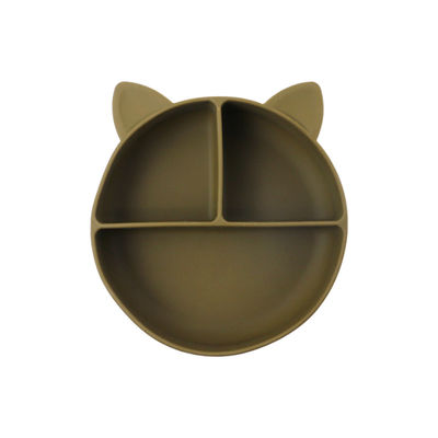 Grau alimentaire Silicone bébé chat Divisé plaque bocal d'alimentation dessin animé Vaisselle de renard aspiration