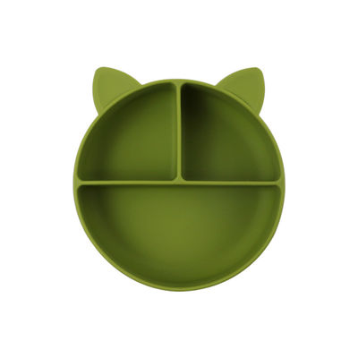 Grau alimentaire Silicone bébé chat Divisé plaque bocal d'alimentation dessin animé Vaisselle de renard aspiration
