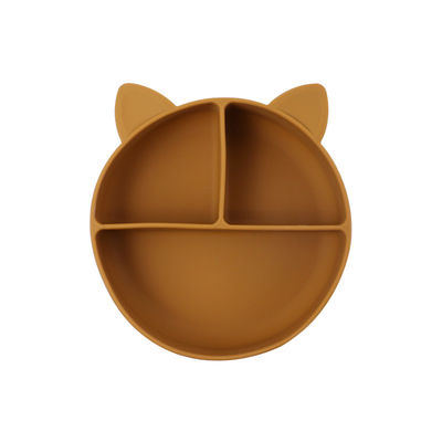 Grau alimentaire Silicone bébé chat Divisé plaque bocal d'alimentation dessin animé Vaisselle de renard aspiration