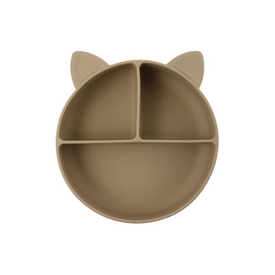 Grau alimentaire Silicone bébé chat Divisé plaque bocal d'alimentation dessin animé Vaisselle de renard aspiration