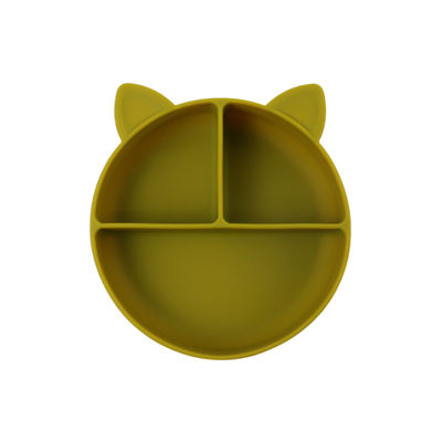 Grau alimentaire Silicone bébé chat Divisé plaque bocal d'alimentation dessin animé Vaisselle de renard aspiration