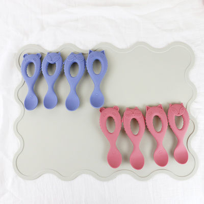 Cuillère de silicone de catégorie comestible de cuillère de bébé de nouveau venu avec les enfants écologiques d'enfant en bas âge alimentant à bébé la cuillère animale de silicone de style