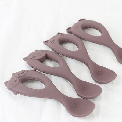 Cuillère de silicone de catégorie comestible de cuillère de bébé de nouveau venu avec les enfants écologiques d'enfant en bas âge alimentant à bébé la cuillère animale de silicone de style