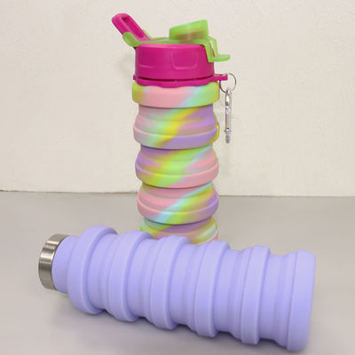 Doux de bouteille d'eau de silicone d'ODM d'OEM 500Ml pliable pour le fonctionnement