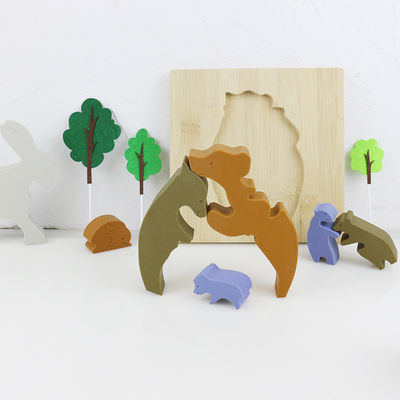 Puzzle en bois de jouets d'enfants de forme d'ours pour l'étude de Montessori