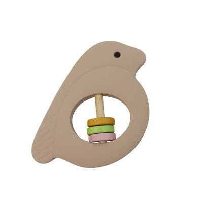 Hochet de bébé de silicone de forme d'oiseau avec le matériel écologique de couleur multi