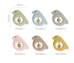 Hochet de bébé de silicone de forme d'oiseau avec le matériel écologique de couleur multi