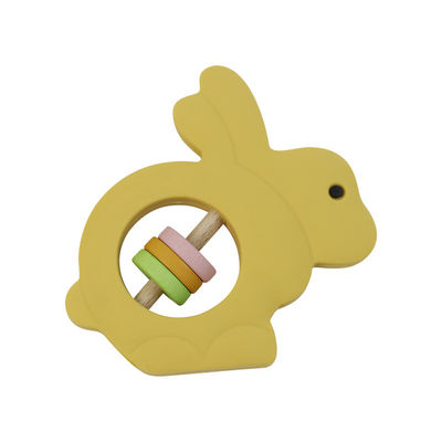 Les jouets écologiques de bébé de silicone cliquettent la forme de lapin pour l'enfant en bas âge