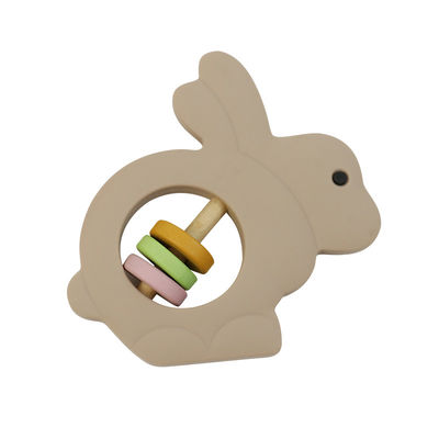 Les jouets écologiques de bébé de silicone cliquettent la forme de lapin pour l'enfant en bas âge