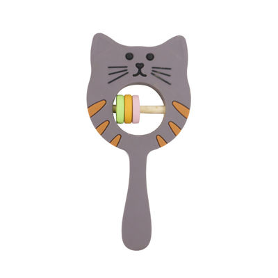 Hochet Teether de Kitty Shape Food Grade Silicone pour l'enfant en bas âge de bébé