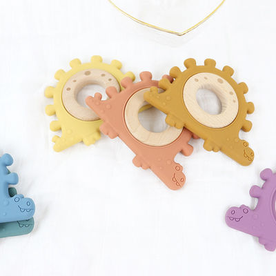 Bracelet en bois de jouets de couleur d'enfants multi de silicone pour le nourrisson