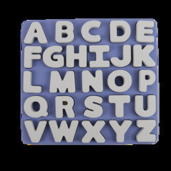Puzzle de silicone d'enfants de catégorie comestible avec la forme d'alphabet de lettres