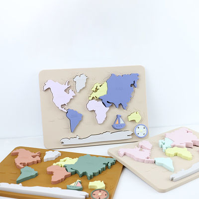 Puzzle personnalisé de bébé de carte du monde de silicone pour des enfants en bas âge Montessori éducatif
