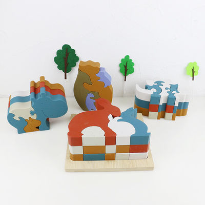 Adaptez le puzzle aux besoins du client de silicone, les casse-tête 3D infantiles avec la base en bambou en bois