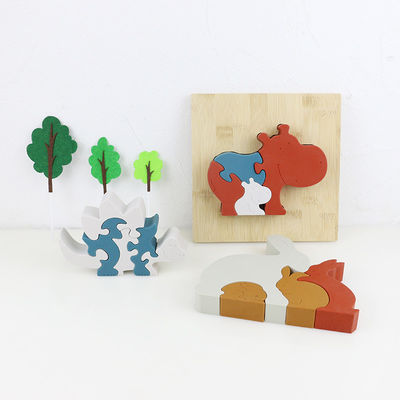 Adaptez le puzzle aux besoins du client de silicone, les casse-tête 3D infantiles avec la base en bambou en bois