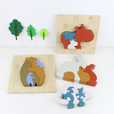 Adaptez le puzzle aux besoins du client de silicone, les casse-tête 3D infantiles avec la base en bambou en bois