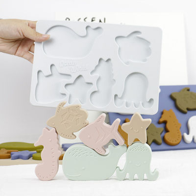 Puzzle de silicone d'animaux d'océan de mer, puzzle éducatif de bébé de Montessori