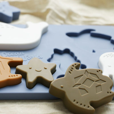 Puzzle de silicone d'animaux d'océan de mer, puzzle éducatif de bébé de Montessori