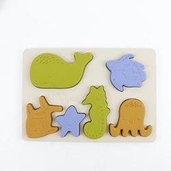 Puzzle de silicone d'animaux d'océan de mer, puzzle éducatif de bébé de Montessori