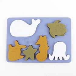 Puzzle de silicone d'animaux d'océan de mer, puzzle éducatif de bébé de Montessori