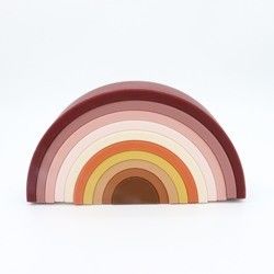 Le silicone mou adapté aux besoins du client joue l'arc-en-ciel empilant pour le bébé éducatif
