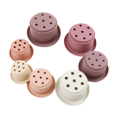 Silicone éducatif empilant des tasses pour faire ses dents les blocs constitutifs