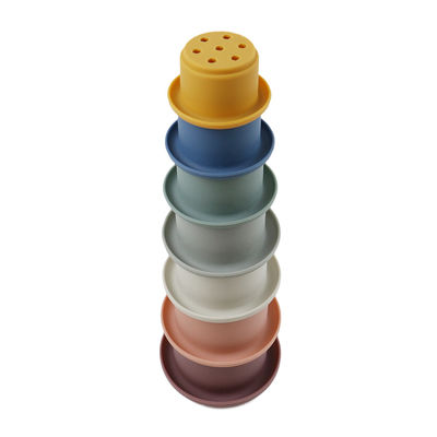 Silicone éducatif empilant des tasses pour faire ses dents les blocs constitutifs