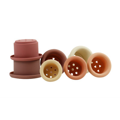 Silicone éducatif empilant des tasses pour faire ses dents les blocs constitutifs