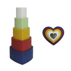 Silicone éducatif d'enfant en bas âge empilant des blocs avec la forme de fleur de coeur d'étoile