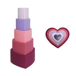 Silicone éducatif d'enfant en bas âge empilant des blocs avec la forme de fleur de coeur d'étoile