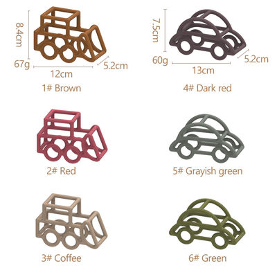 Le silicone de bébé de forme de voiture joue le matériel non-toxique multi de catégorie comestible de couleur
