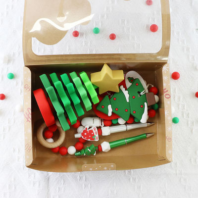 Jouets de silicone de bébé de catégorie comestible d'OEM écologiques pour l'empilement d'arbre de Noël