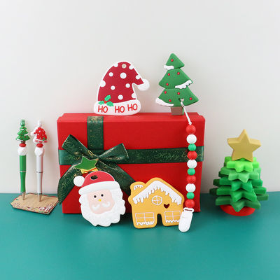 Jouets libres de silicone de bébé de BPA, empileur d'arbre de Noël pour des enfants Teether