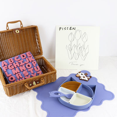 Ensemble de vaisselle en silicone en forme de chat, assiette en silicone divisée en chat, cuillère en forme de chat, non toxique, sans BPA.