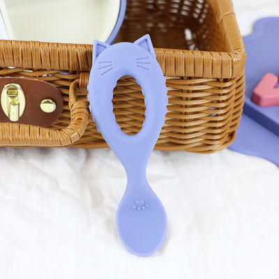 Ensemble de vaisselle en silicone en forme de chat, assiette en silicone divisée en chat, cuillère en forme de chat, non toxique, sans BPA.