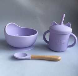 Pantone Couleur personnalisée ensemble de repas en silicone 5 pièces ensemble de sevrage par aspiration en silicone Matériau de qualité alimentaire OEM ODM