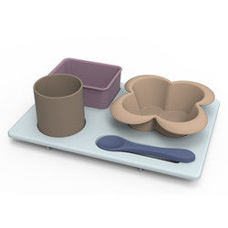 La vaisselle fonctionnelle multi de silicone a placé incassable pour des enfants en bas âge d'enfants