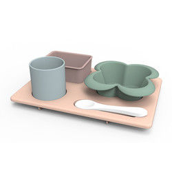 La vaisselle fonctionnelle multi de silicone a placé incassable pour des enfants en bas âge d'enfants
