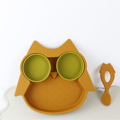 Style chouette marron Plaque d'aspiration en silicone pour fonctionnel multi d'enfants d'enfant en bas âge